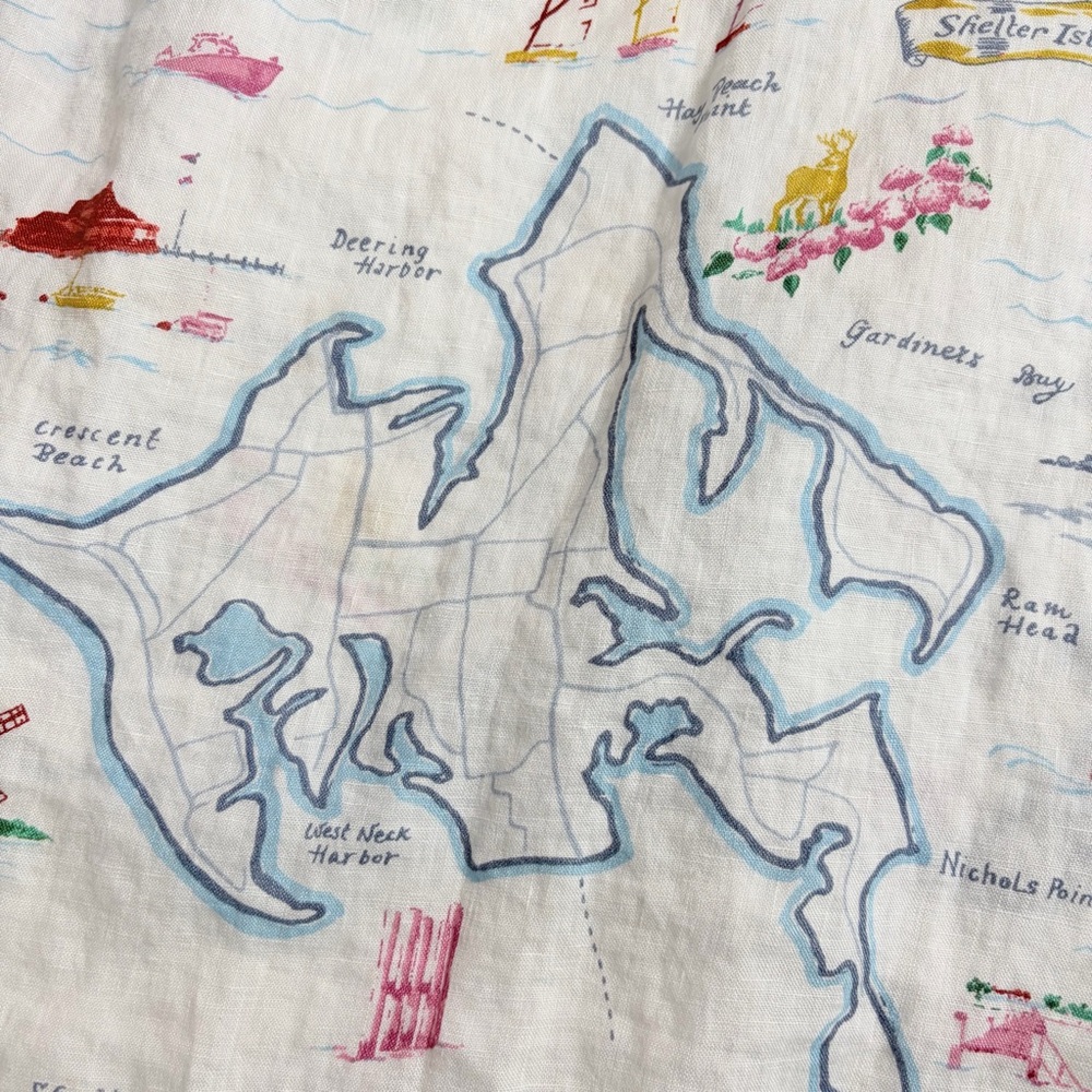 C&C California 100% Linen Nautical Map Long Sleeve Button Shirt Size XL - Picture 6 of 10